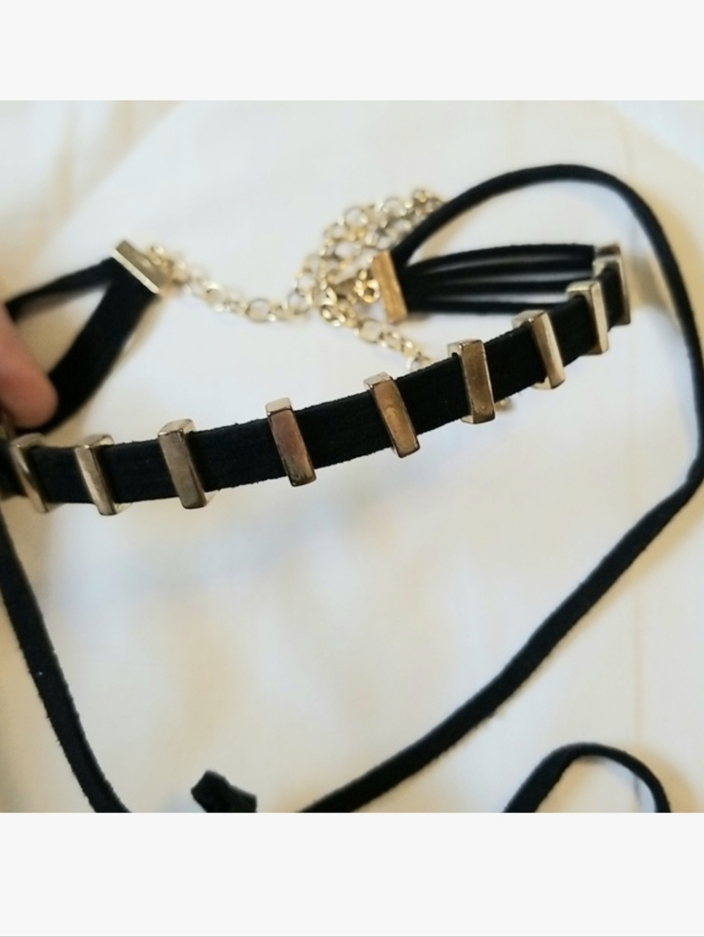 Gold Black Tassel Choker Necklace - Picture 3 of 4